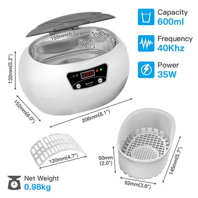Skymenhuishoudenoem van de consument Juwelen Ultrasone Schonere 42kHz Oogglazen die 35W 600ML schoonmaken
